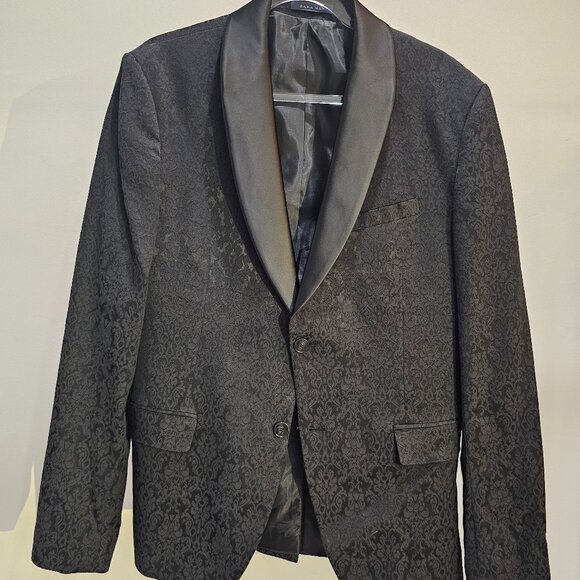 Zara Man Black Faux Jacquard Tuxedo-style Jacket - Picture 1 of 10